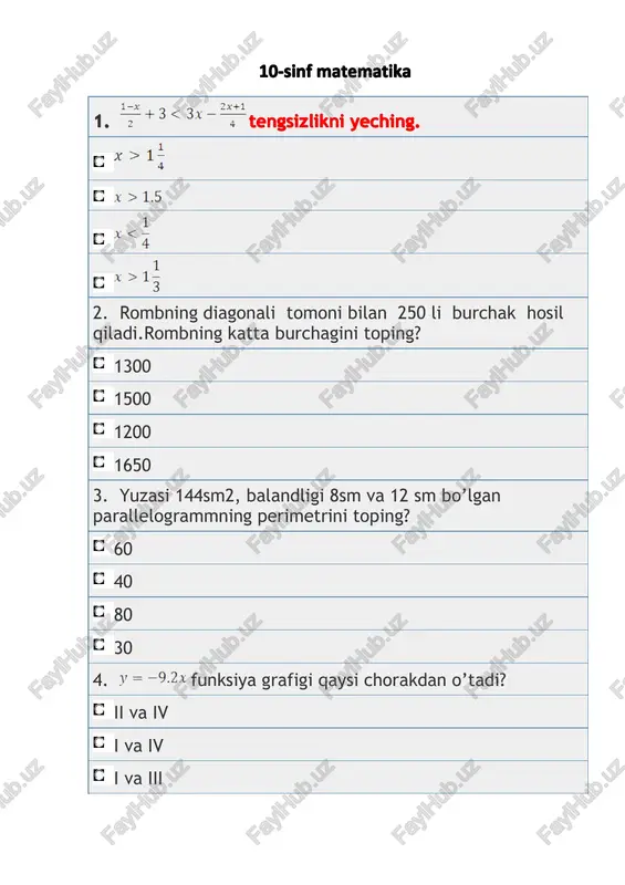 10-sinf matematika — PDF