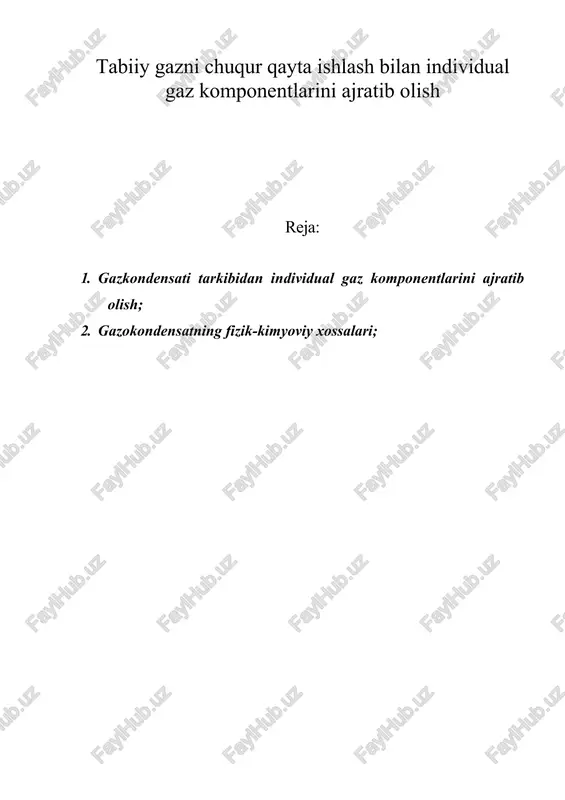 gazokondensatning ajratib olinishi — DOC