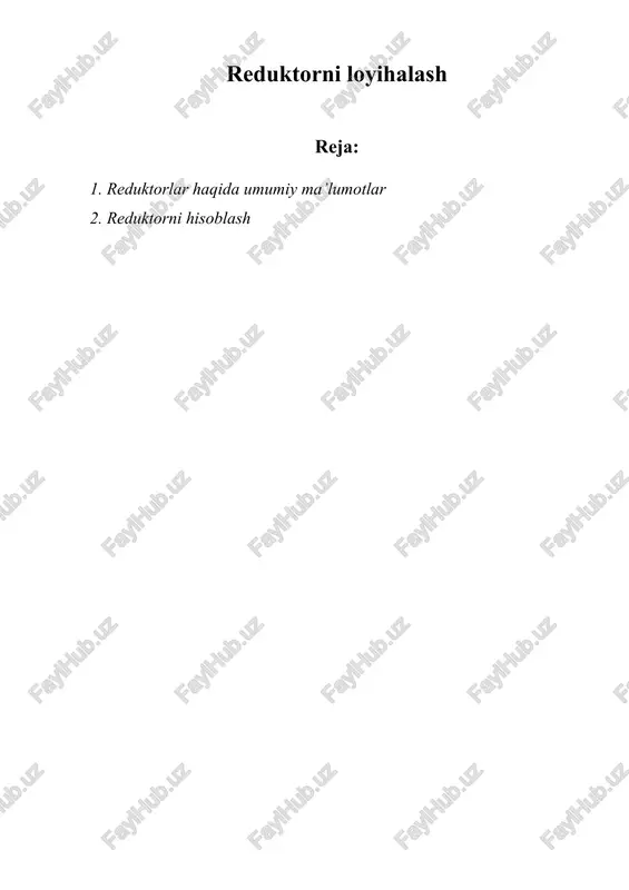 reduktorni loyihalash — DOCX