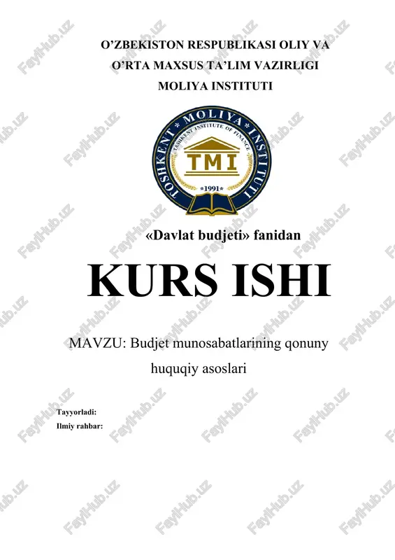 davlat budjeti fanidan kurs ishi — DOCX