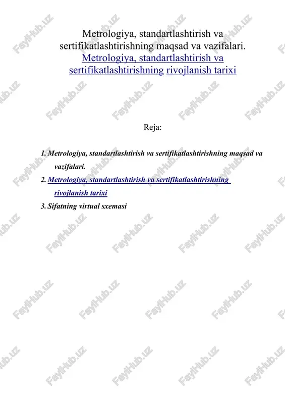 metrologiya, standartlashtirish va sertifikatlashtirish — DOC
