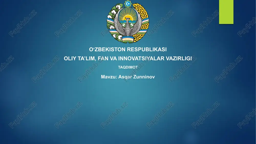 asqar zunninovning hayoti va ijodi — PPTX