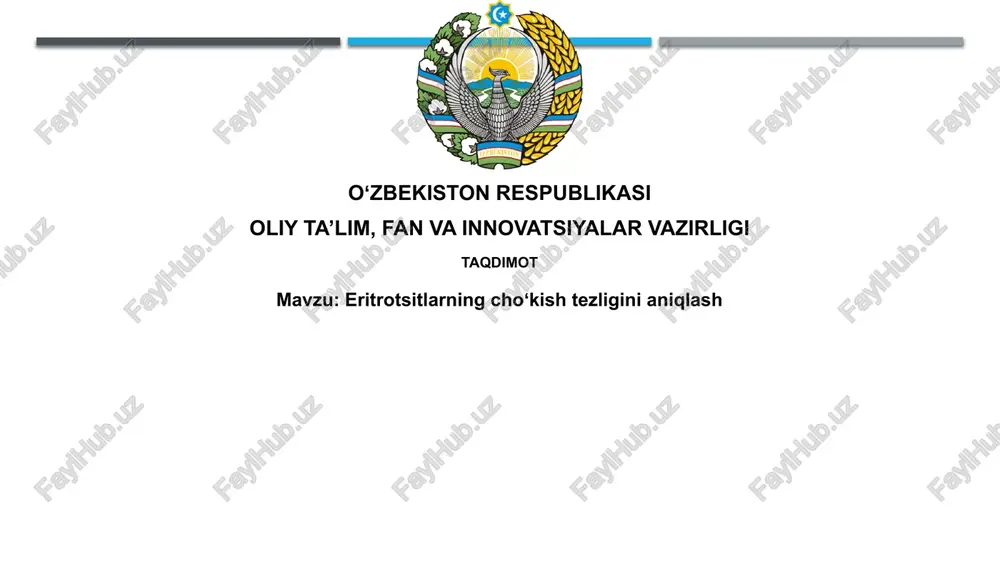 eritrotsitlarning cho'kish tezligini aniqlash — PPTX