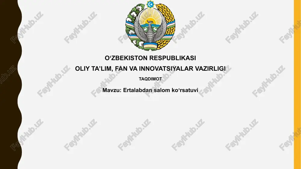 ertalabdansalomkoʻrsatuvi — PPTX