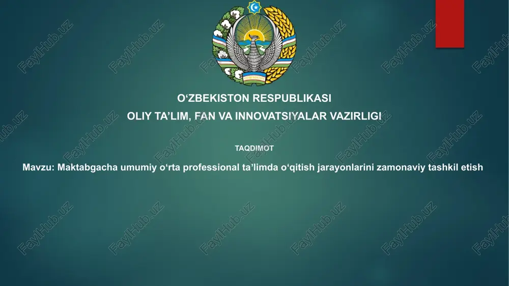 maktabgacha, umumiyoʻrta va professional taʼlim — PPTX