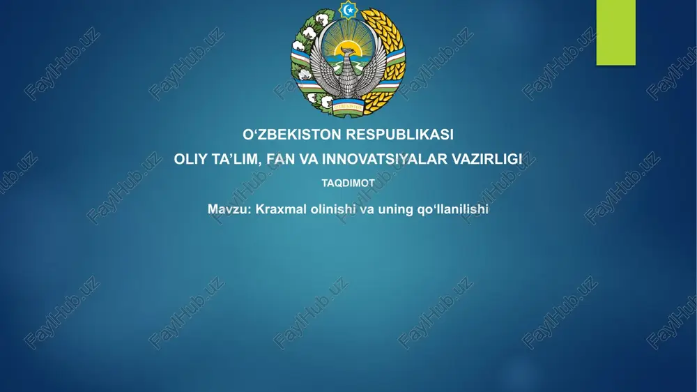 kraxmalolinishivauningqoʻllanilishi — PPTX