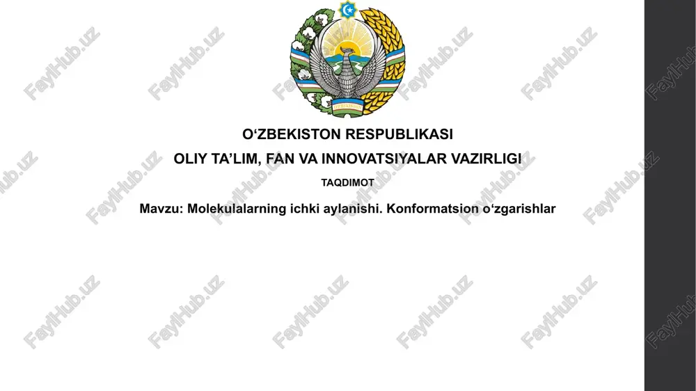 molekulalarning ichki aylanishi.konformatsionoʻzgarishlar — PPTX
