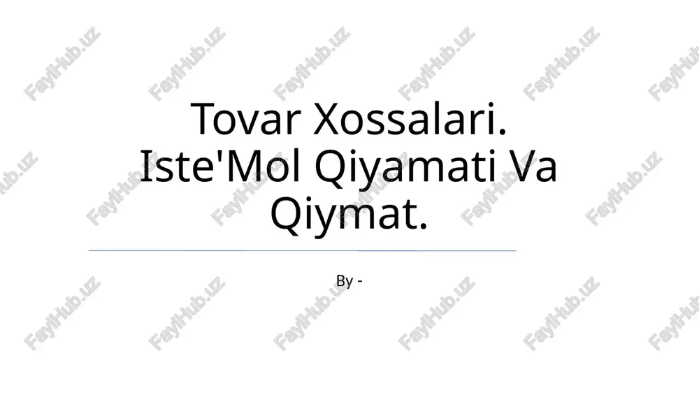 tovar xossalari — PPTX