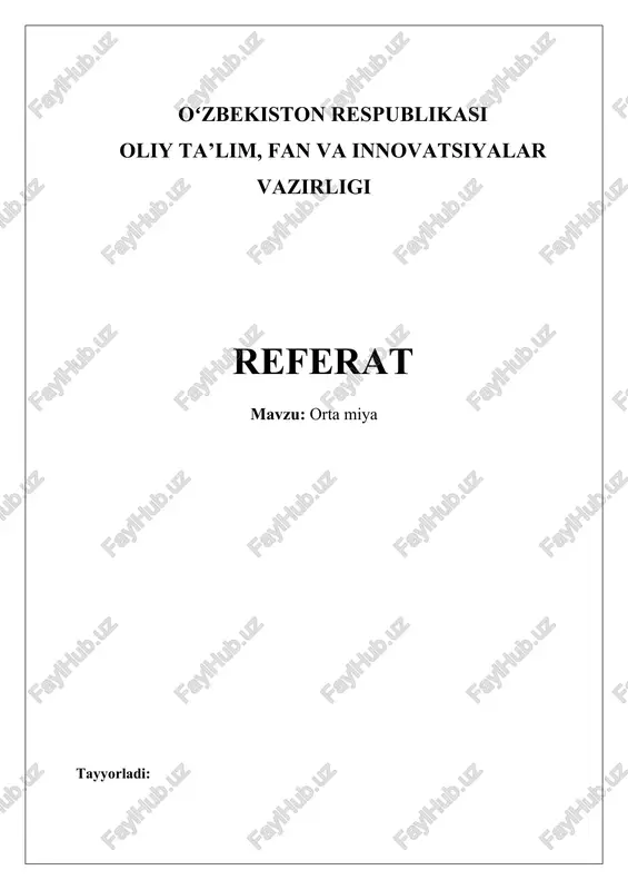 oʻrta quloq anatomiyasi va fiziologiyasi — DOCX