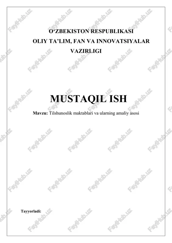 tilshunoslik maktablari va ularning amaliy asosi — DOCX