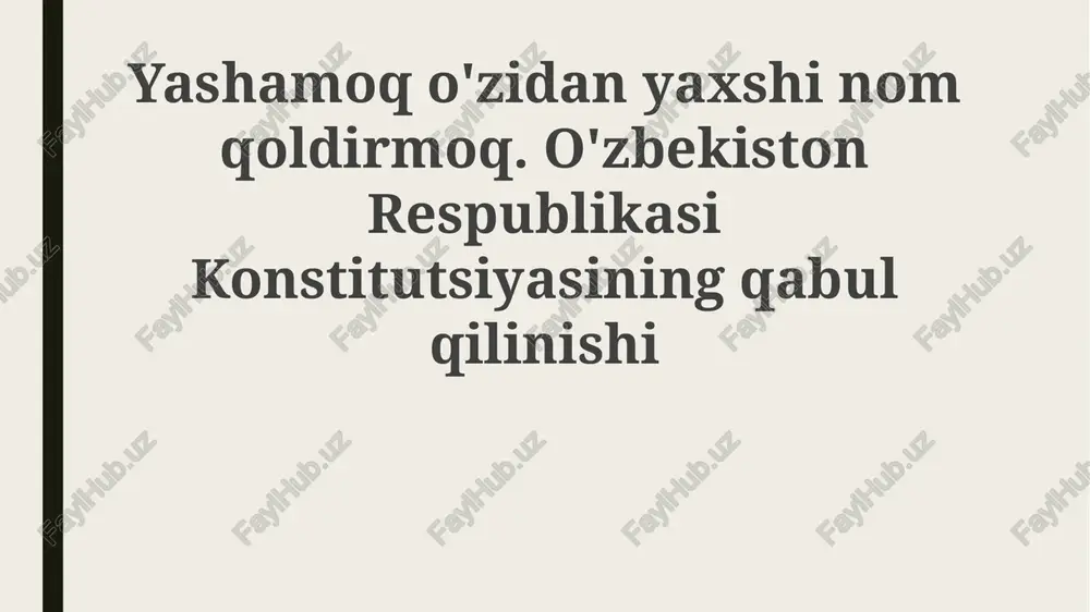 yaxshi nom qoldirish – hayot mazmuni — PPTX