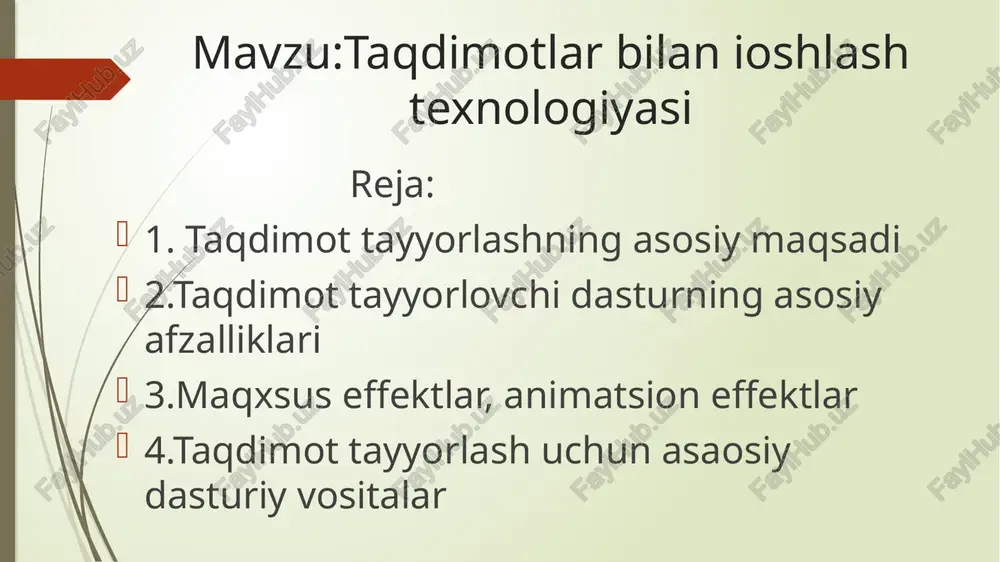 taqdimotlar bilan ishlash texnologiyasi — PPTX