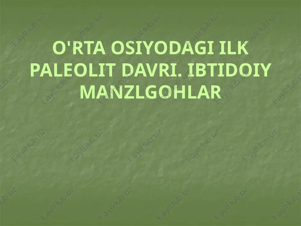 o'rta osiyodagi ilk paleolit davri — PPTX