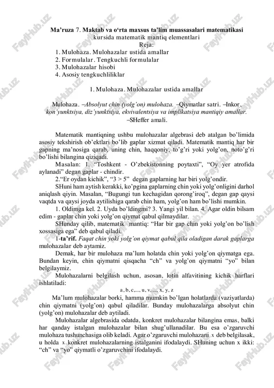 matematik mantiq elementlari — PDF