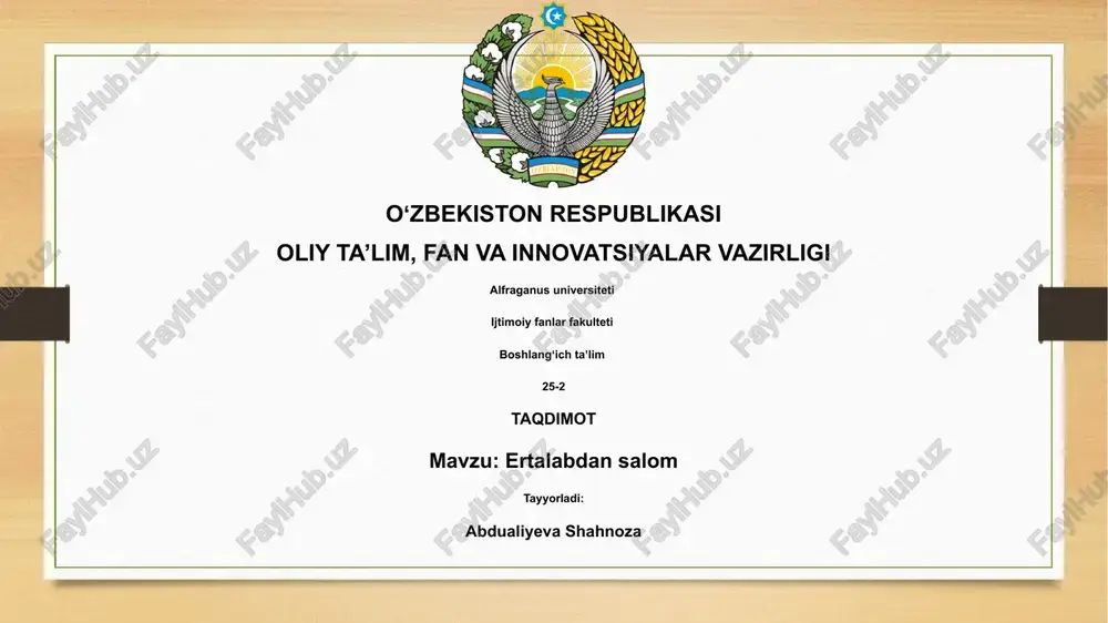 ertalabdan salom — PPTX