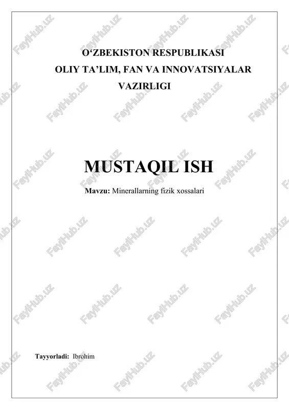 minerallarning fizik xossalari — DOCX