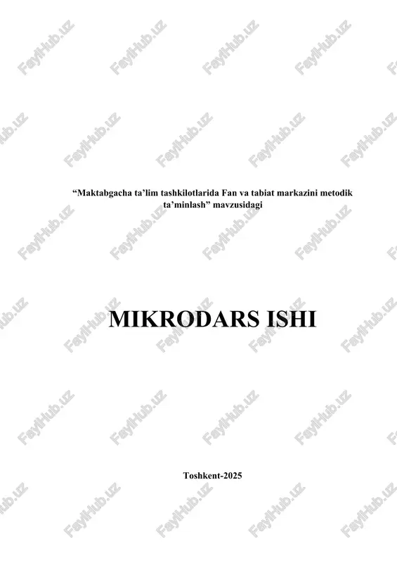 maktabgacha ta’lim tashkilotlarida fan va tabiat markazini metodik ta’minlash — DOCX