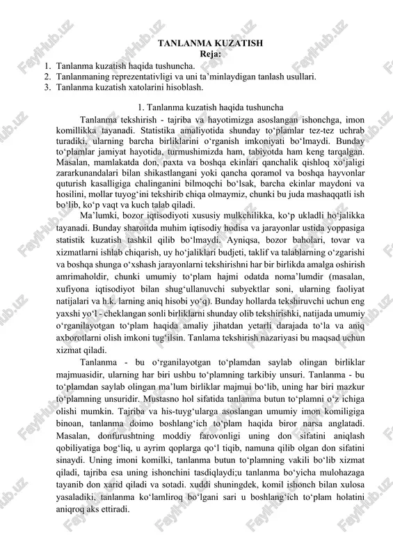 tanlanma kuzatish — DOCX