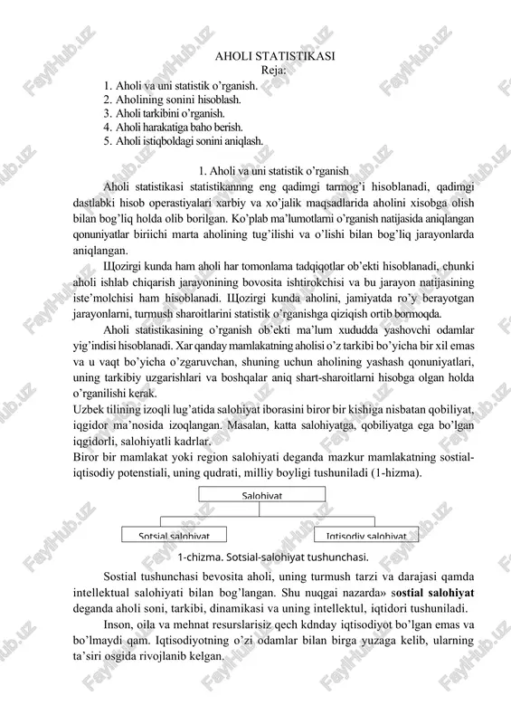 aholi statistikasi — DOCX