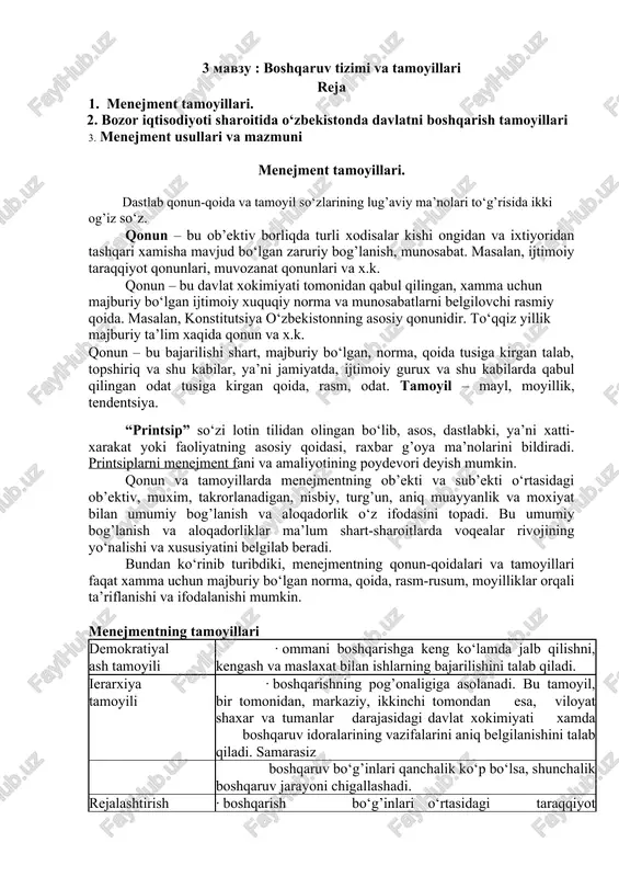 menejment tamoyillari — DOCX