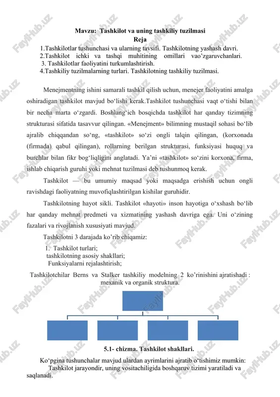 tashkilot va uning tashkiliy tuzilmasi — DOCX