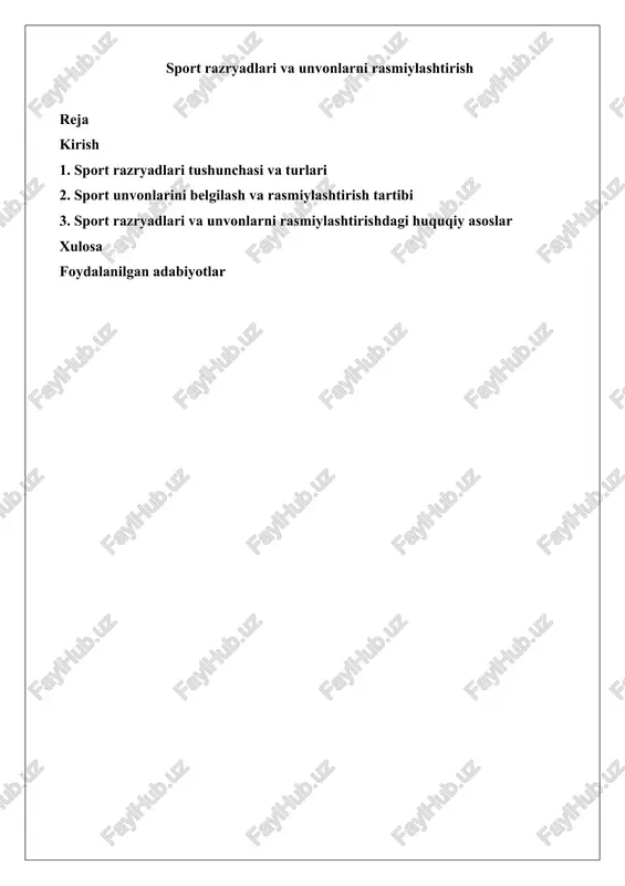 sport razryadlari va unvonlarni rasmiylashtirish — DOCX