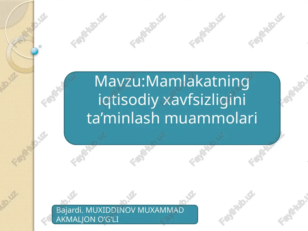 mamlakatning iqtisodiy xavfsizligi — PPTX