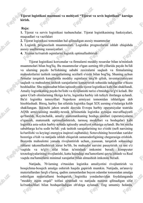 tijorat va sevis logistikasi — DOCX