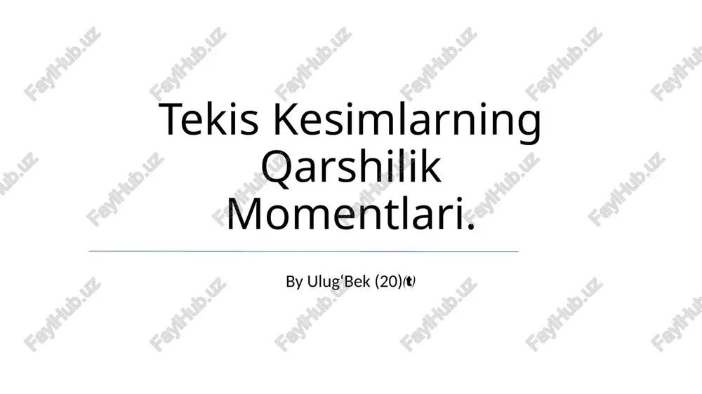 tekis kesmalarning qarshilik momentlari — PPTX
