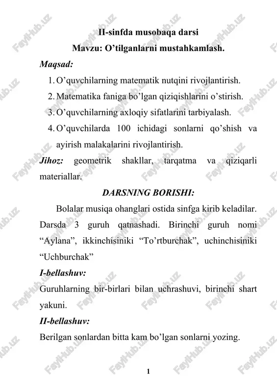 ii-sinfda musobaqa darsi — DOC