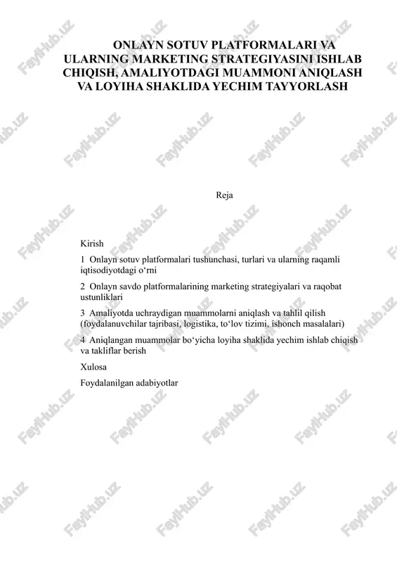 onlayn sotuv platformalari va ularning marketing strategiyasi — DOCX