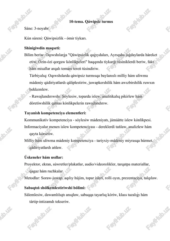 qáwipsiz turmıs — DOCX