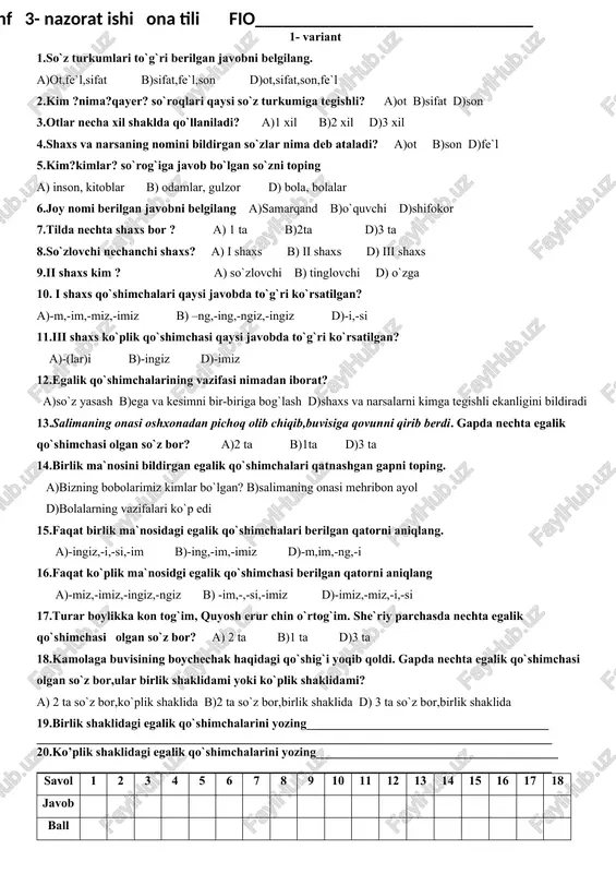 4 sinf 3- nazorat ishi ona tili — DOCX