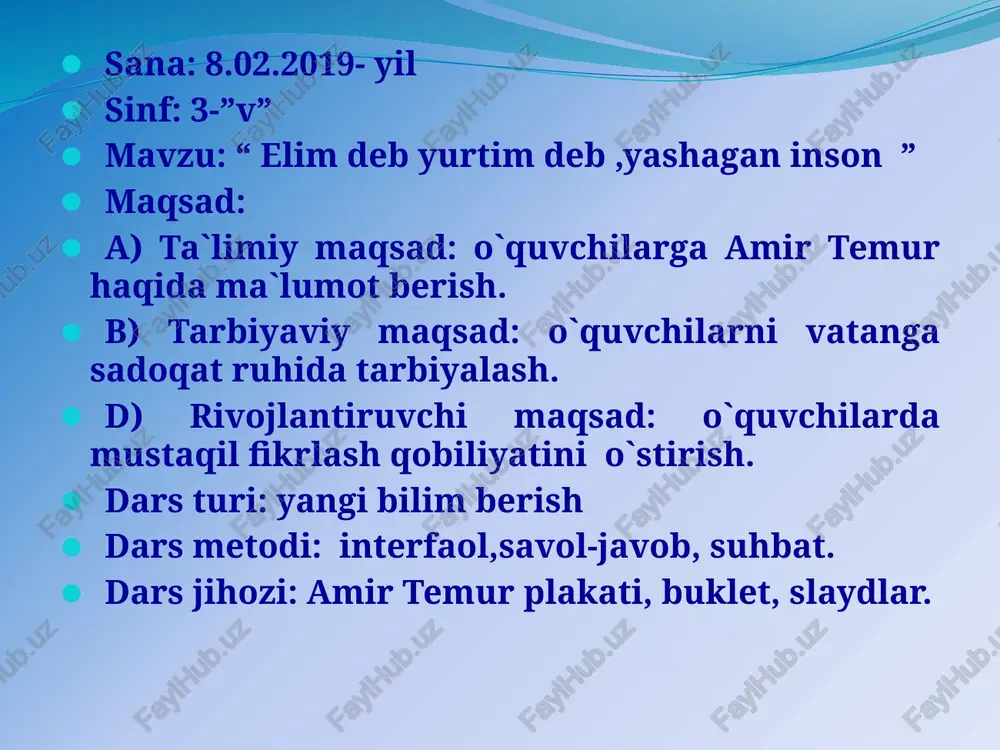 "elim deb yurtim deb, yashagan inson" — PPTX