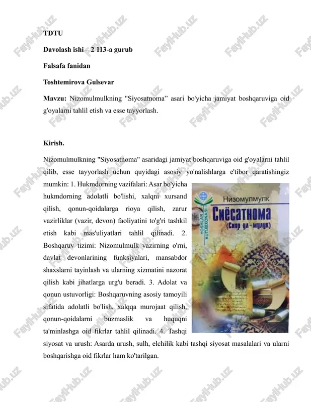 nizomulmulkning "siyosatnoma" asari — DOCX