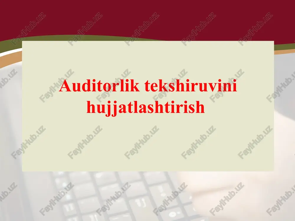 auditorlik tekshiruvini hujjatlashtirish — PPT