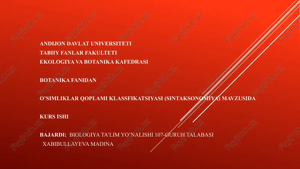 o’simliklar qoplamini klassifikatsiyalash — PPTX