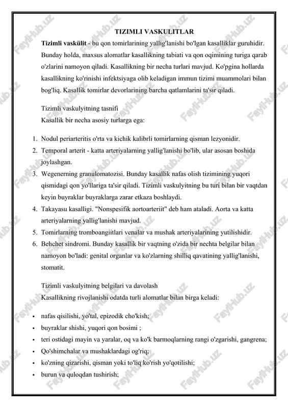 tizimli vaskulitlar — DOCX