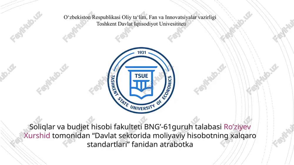 budjet hisobi standartlari tarkibi — PPTX
