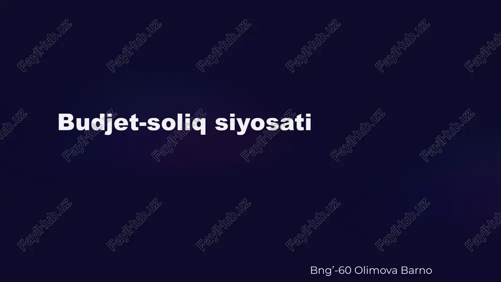 budjet-soliq siyosati — PPTX