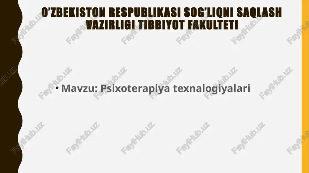 psixoterapiya texnalogiyalari. — PPTX