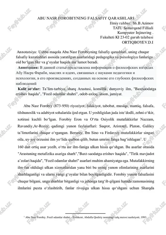 abu nasr forobiyning falsafiy qarashlari — PDF