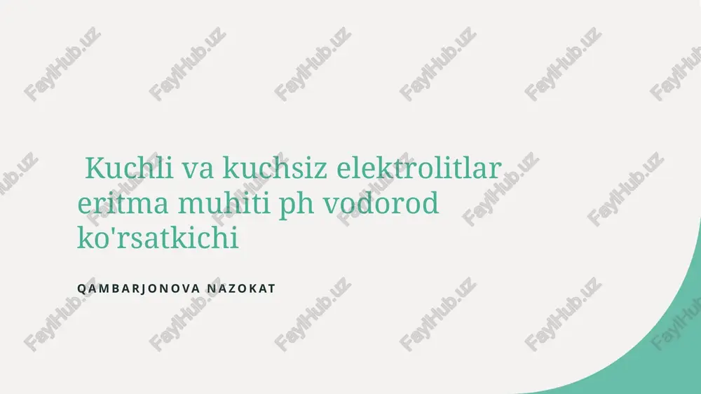 elektrolitlar tushunchasi — PPT