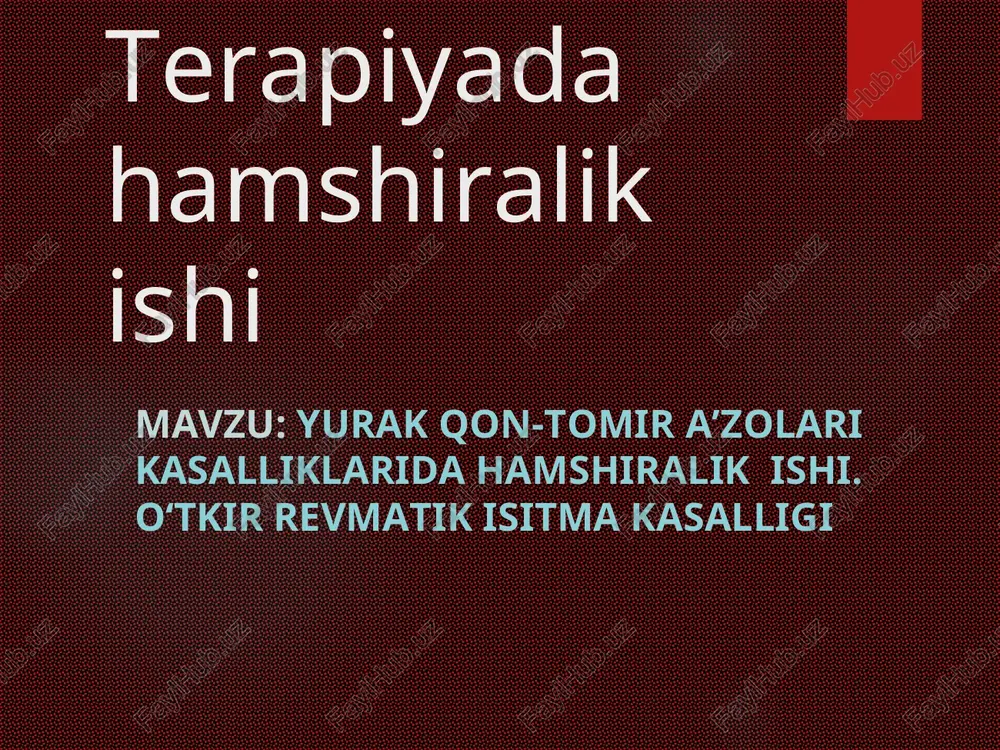 yurak qon-tomir a’zolari kasalliklari hamshiralik ishi — PPT