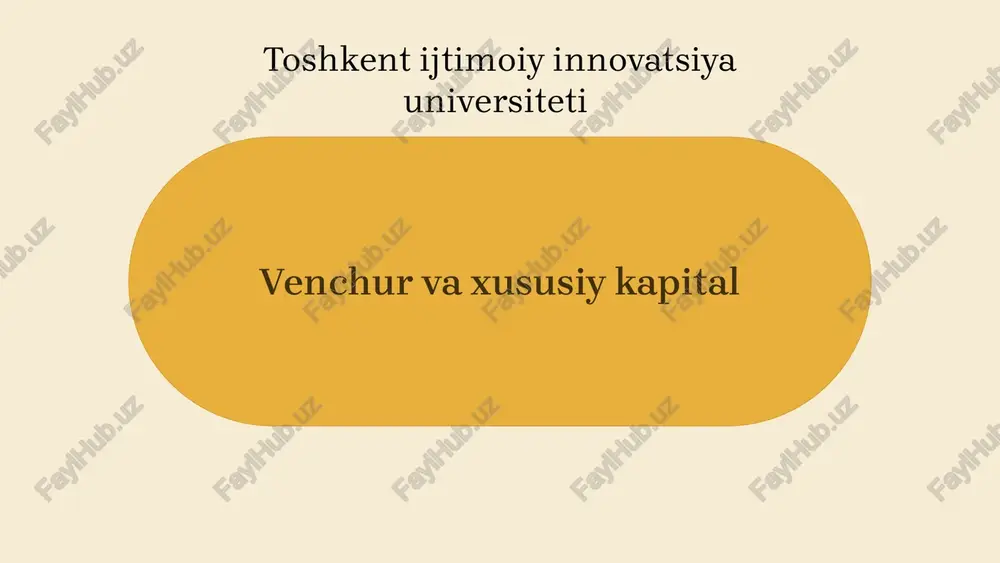 venchur va xususiy kapital — PPTX