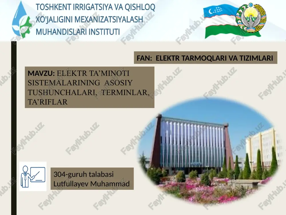 elektr ta’minoti sistemalariningasosiy tushunchalari, terminlar, ta’riflar — PPTX