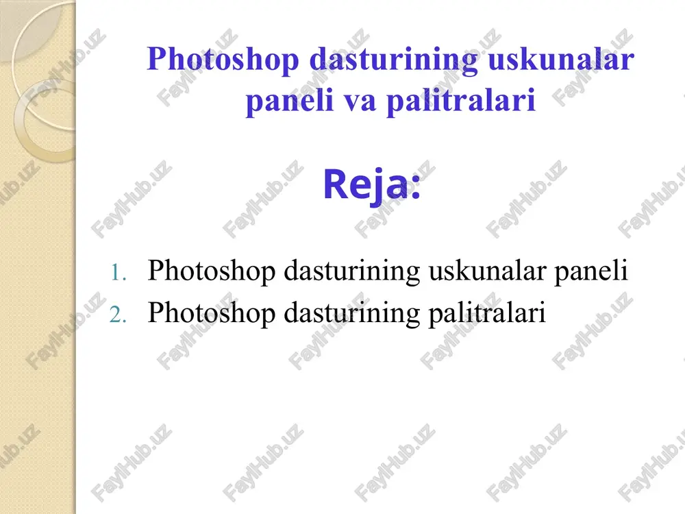 photoshopdasturining uskunalar paneli — PPTX