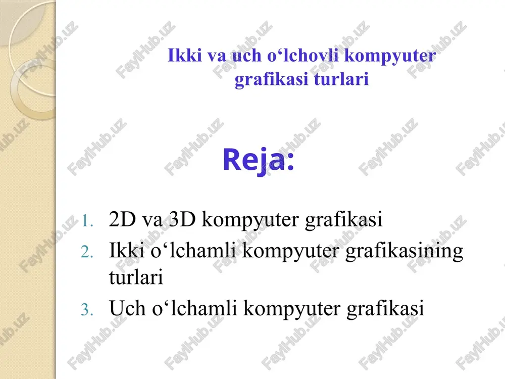 kompyuter grafikasi turlari — PPTX