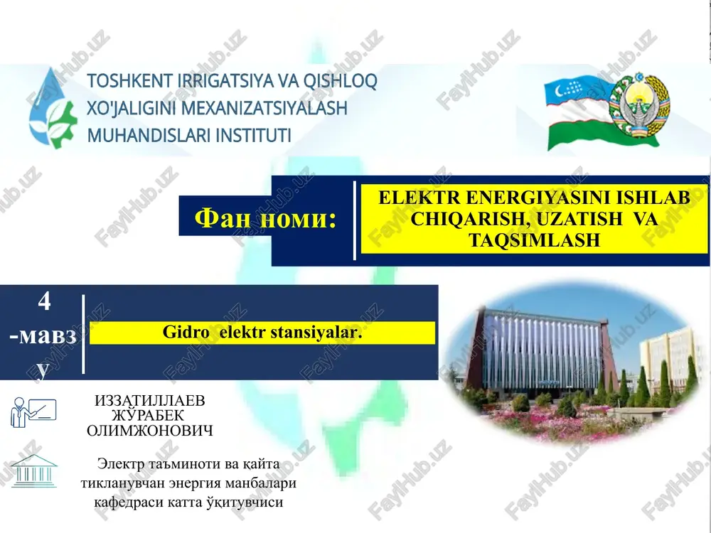 gidroelektrstansiyalar - energetikalik daryolar — PPTX