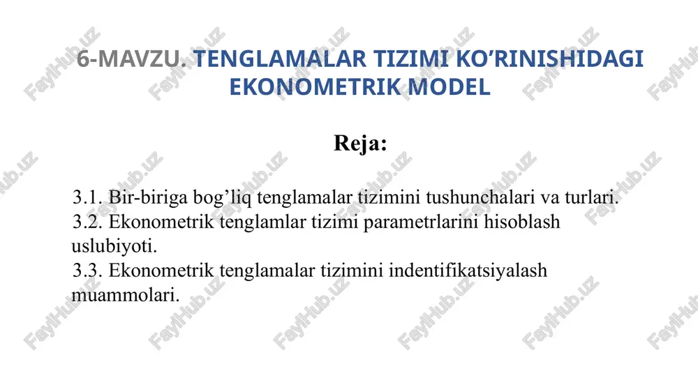 ekonometrik tenglamar tizimi — PPTX